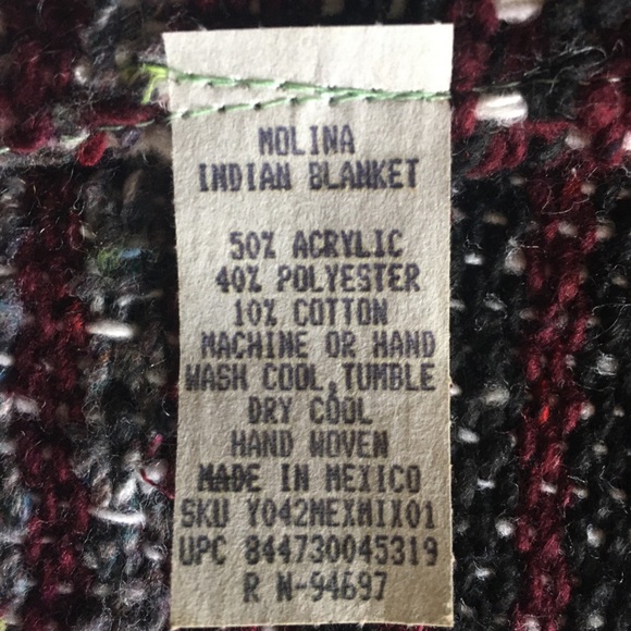 NW AZTEC MAROON STYLE THROW BLANKET 52”x70” - Picture 4 of 8